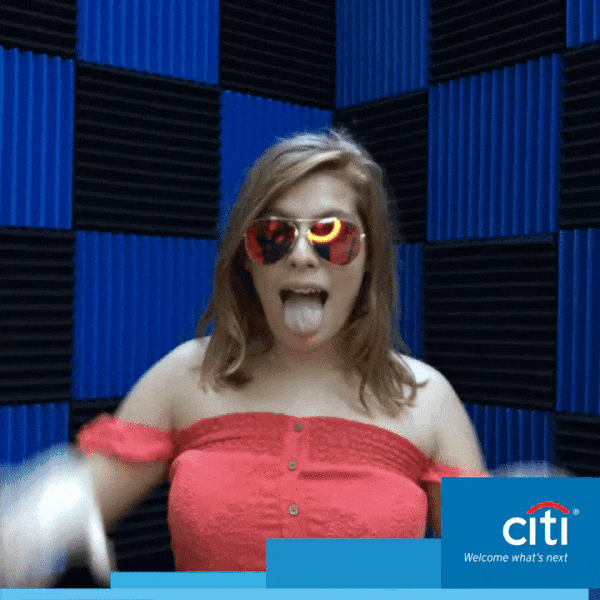 Citi Boomerang Booth boomerang gif of a woman wearing sunglasses and posing with hand gestures photo booths