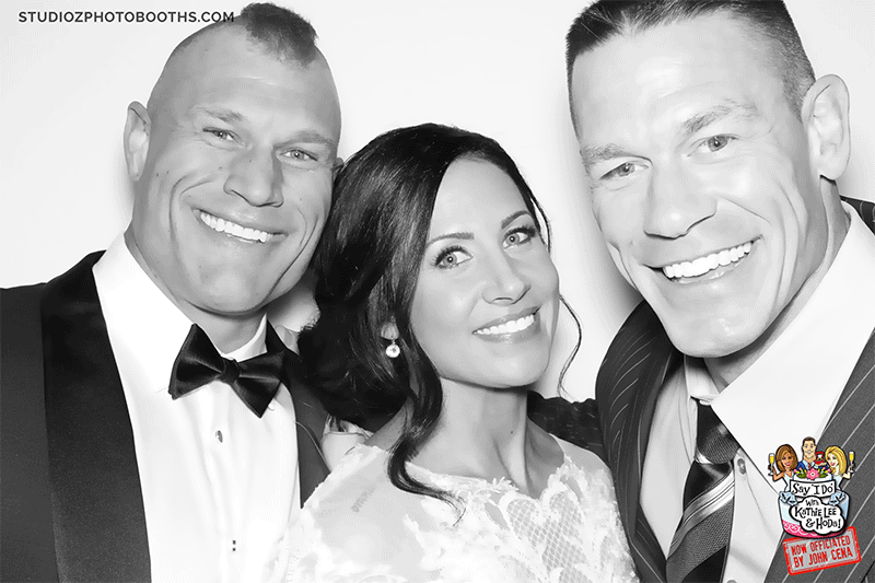 Today Show Wedding Photo Booth with John Cena John Cena poses in an animated GIF with Today Show Wedding Winners Kyle and Jordan