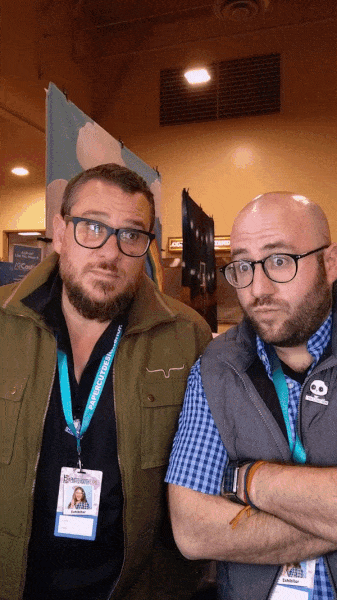 2 men use selfie array at a conference in las vegas